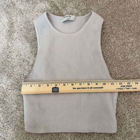 Aritzia Babaton‎ Sculpt Knit Racer Cropped Tank Matte Pearl S Ribbed Crop - Picture 4 of 7